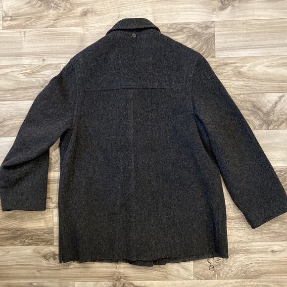 VTG Talbots Charcoal Gray 100% Wool Lined SHORTENED Coat Toggle Style Buttons - Picture 2 of 14
